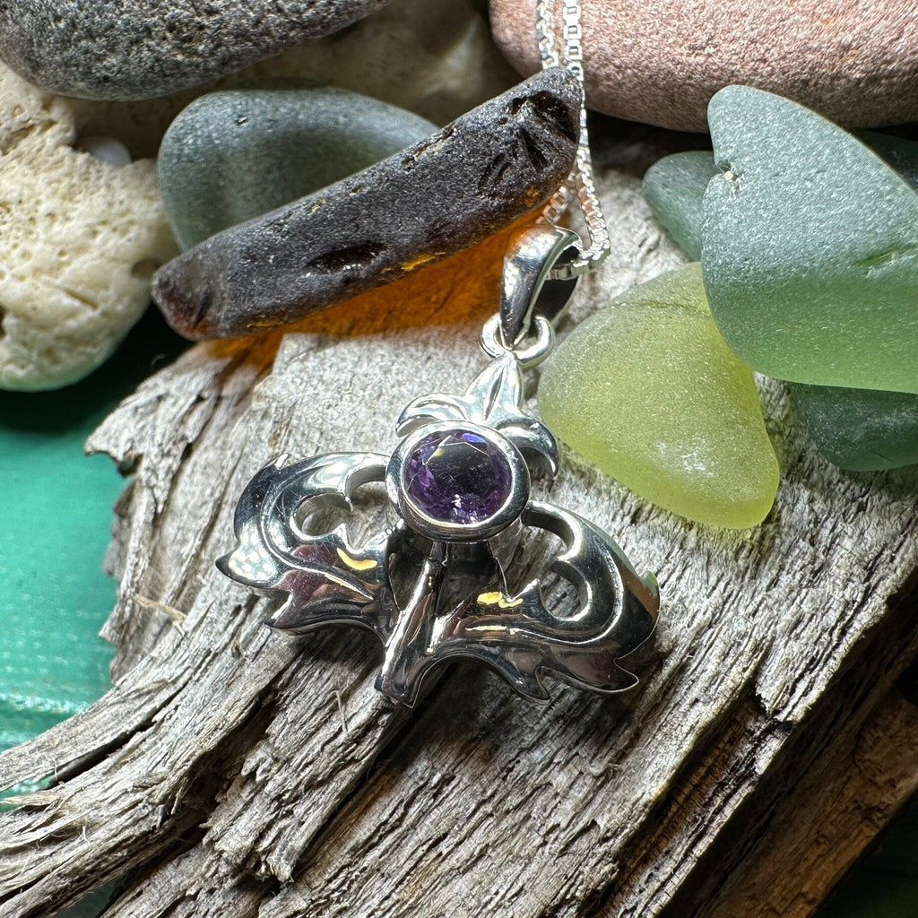 Lorraine Amethyst Scottish Thistle Necklace in Sterling Silver Pendant La Vie Bien Lorraine Amethyst Scottish Thistle Necklace in Sterling Silver