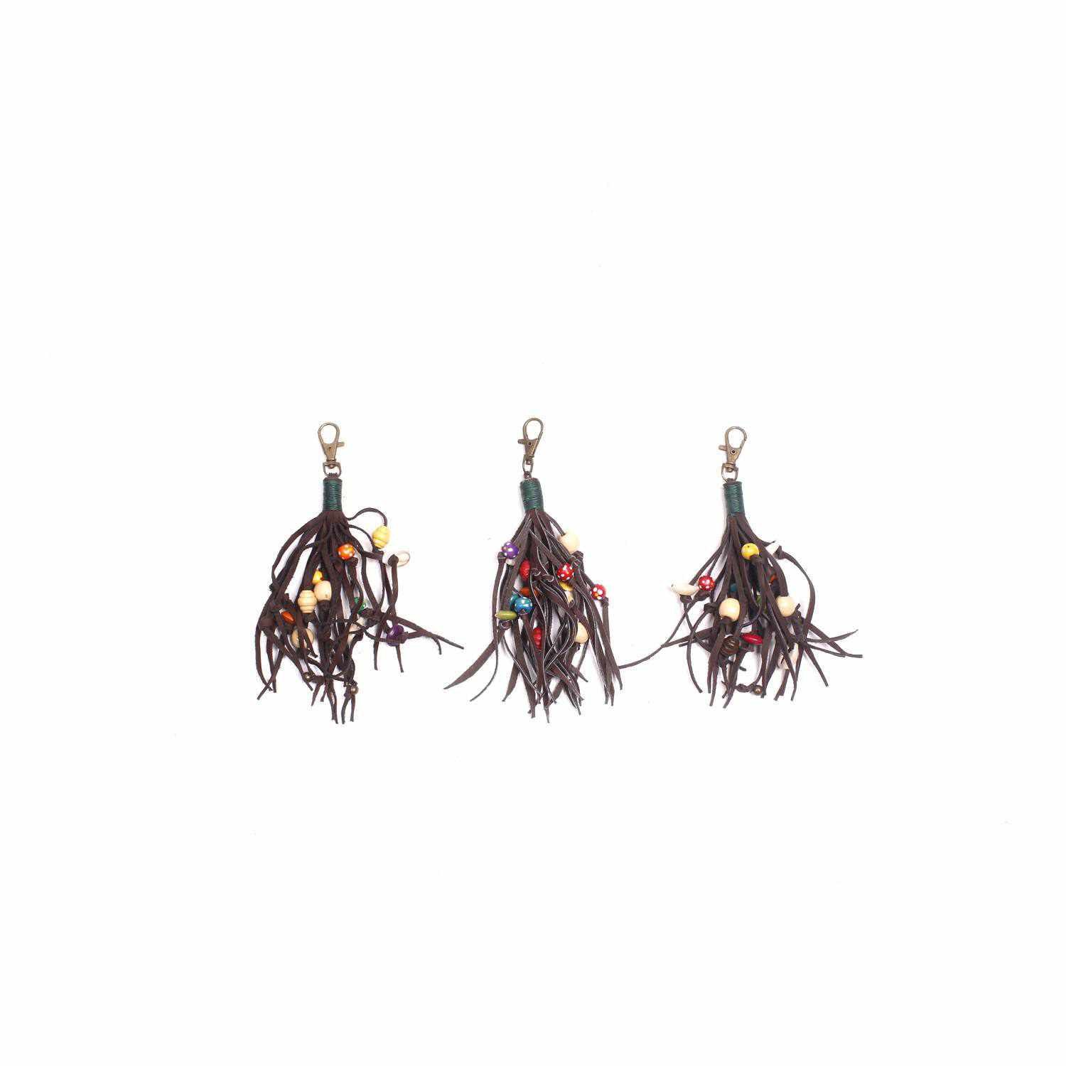 Lotus Beaded Boho Leather Tassel Charm | Zipper Pull | Handmade in Thailand Zipper Pulls La Vie Bien Lotus Beaded Boho Leather Tassel Charm | Zipper Pull | Handmade in Thailand