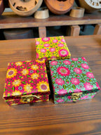 Lotus Print Gift Boxes - Set of 3 - Perfect To Pack Small Gifts Like Diya, Jewelry, Prasad La Vie Bien Lotus Print Gift Boxes - Set of 3 - Perfect To Pack Small Gifts Like Diya, Jewelry, Prasad