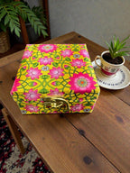 Lotus Print Gift Boxes - Set of 3 - Perfect To Pack Small Gifts Like Diya, Jewelry, Prasad La Vie Bien Lotus Print Gift Boxes - Set of 3 - Perfect To Pack Small Gifts Like Diya, Jewelry, Prasad