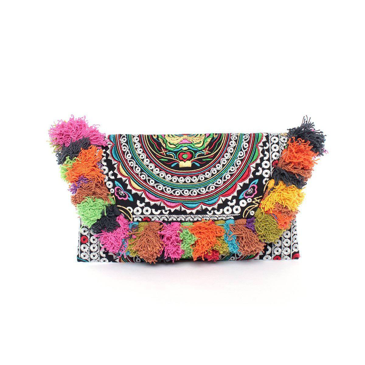 Lotus Star Embroidered Clutch Bag - Thailand Bags La Vie Bien Lotus Star Embroidered Clutch Bag - Thailand