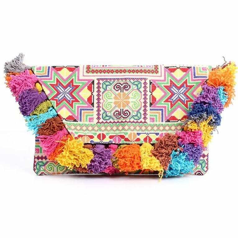 Lotus Star Embroidered Clutch Bag - Thailand Bags La Vie Bien Lotus Star Embroidered Clutch Bag - Thailand