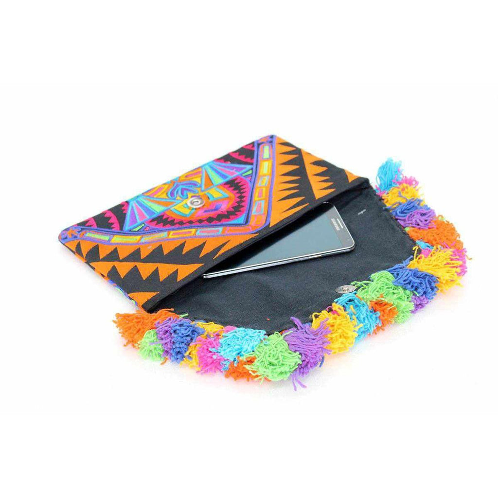 Lotus Star Embroidered Clutch Bag - Thailand Bags La Vie Bien Lotus Star Embroidered Clutch Bag - Thailand