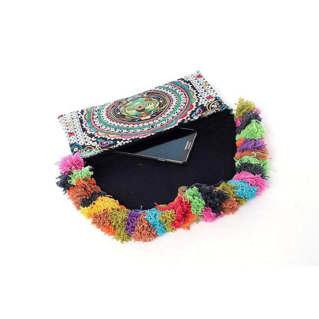Lotus Star Embroidered Clutch Bag - Thailand Bags La Vie Bien Lotus Star Embroidered Clutch Bag - Thailand