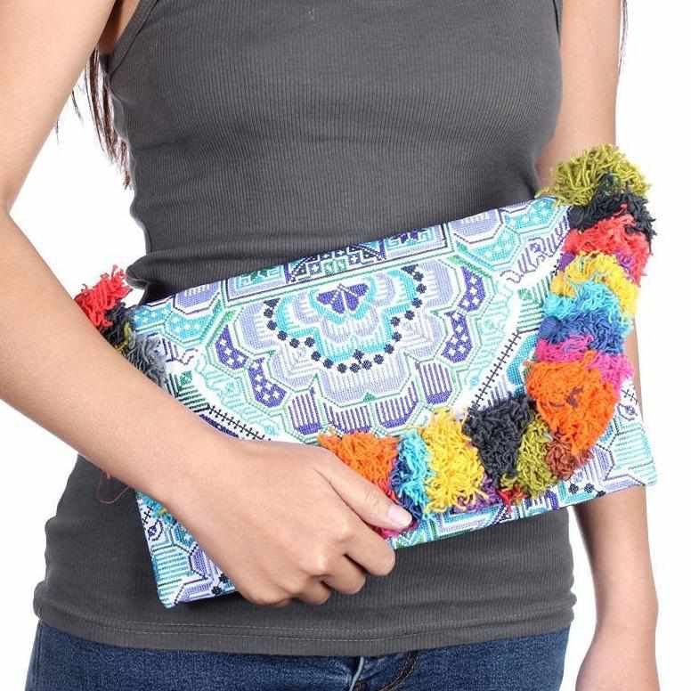 Lotus Star Embroidered Clutch Bag - Thailand Bags La Vie Bien Lotus Star Embroidered Clutch Bag - Thailand