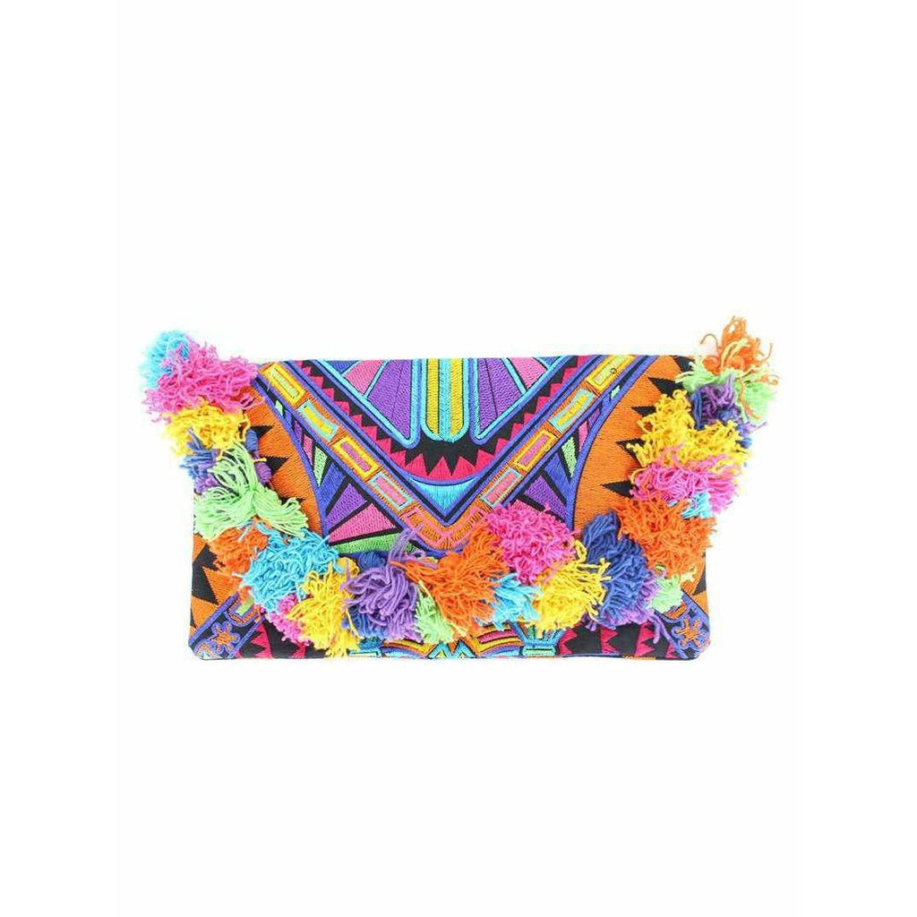 Lotus Star Embroidered Clutch Bag - Thailand Bags La Vie Bien Lotus Star Embroidered Clutch Bag - Thailand