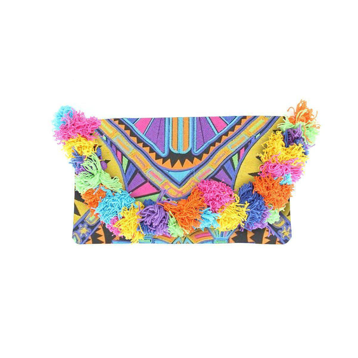 Lotus Star Embroidered Clutch Bag - Thailand Bags La Vie Bien Lotus Star Embroidered Clutch Bag - Thailand