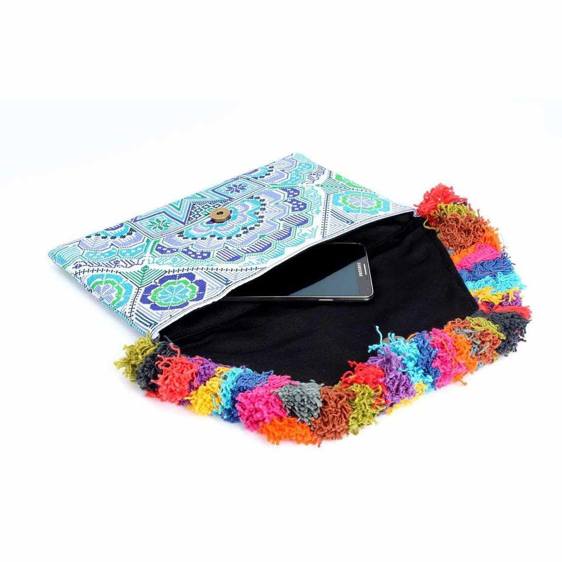 Lotus Star Embroidered Clutch Bag - Thailand Bags La Vie Bien Lotus Star Embroidered Clutch Bag - Thailand