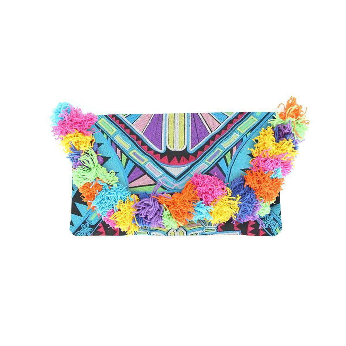 Lotus Star Embroidered Clutch Bag - Thailand Bags La Vie Bien Lotus Star Embroidered Clutch Bag - Thailand