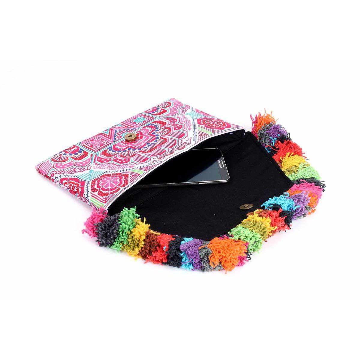 Lotus Star Embroidered Clutch Bag - Thailand Bags La Vie Bien Lotus Star Embroidered Clutch Bag - Thailand
