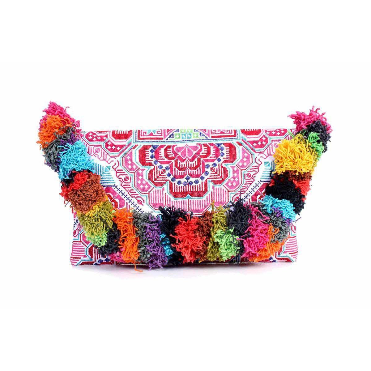 Lotus Star Embroidered Clutch Bag - Thailand Bags La Vie Bien Lotus Star Embroidered Clutch Bag - Thailand