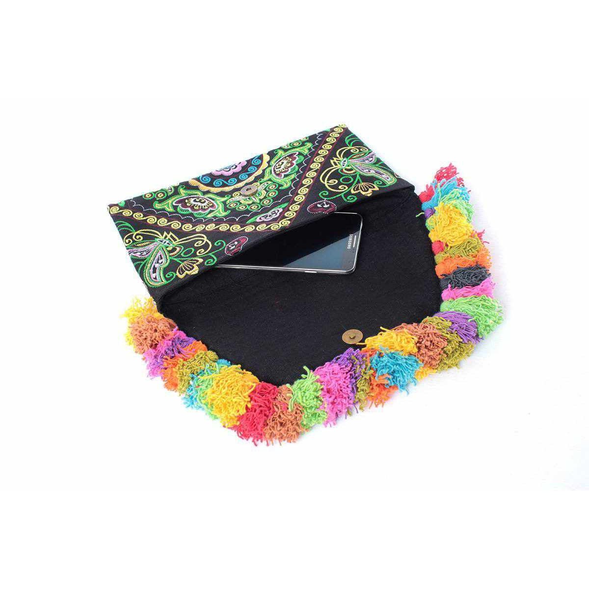 Lotus Star Embroidered Clutch Bag - Thailand Bags La Vie Bien Lotus Star Embroidered Clutch Bag - Thailand