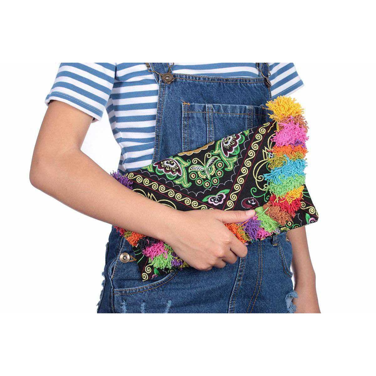 Lotus Star Embroidered Clutch Bag - Thailand Bags La Vie Bien Lotus Star Embroidered Clutch Bag - Thailand