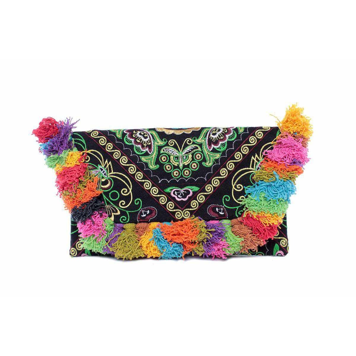Lotus Star Embroidered Clutch Bag - Thailand Bags La Vie Bien Lotus Star Embroidered Clutch Bag - Thailand
