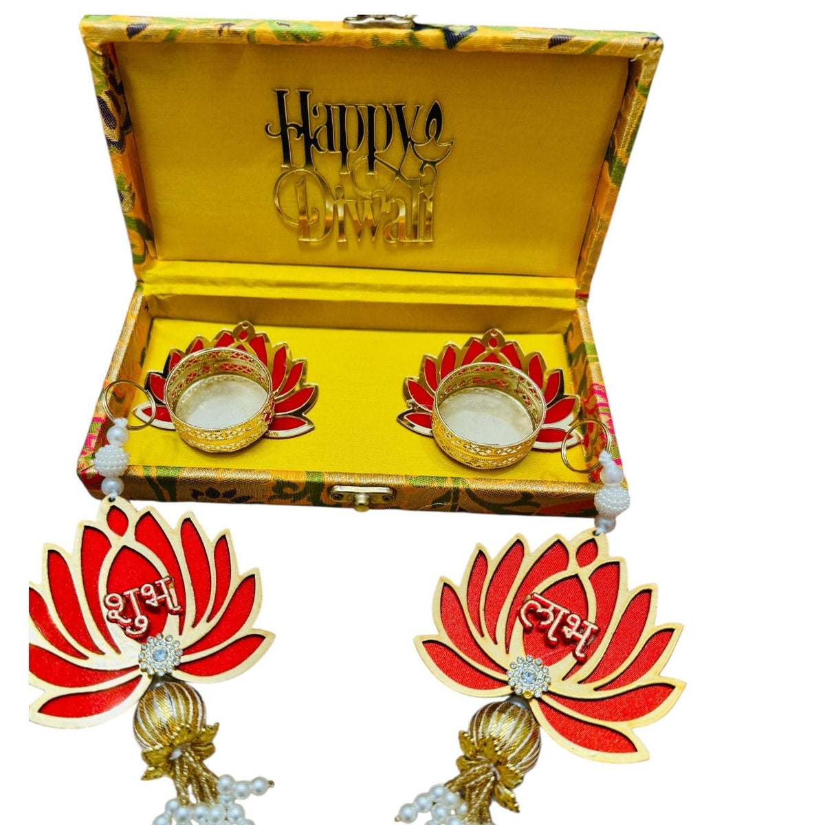 Lotus Theme Shubh Labh & Diya Combo La Vie Bien Lotus Theme Shubh Labh & Diya Combo