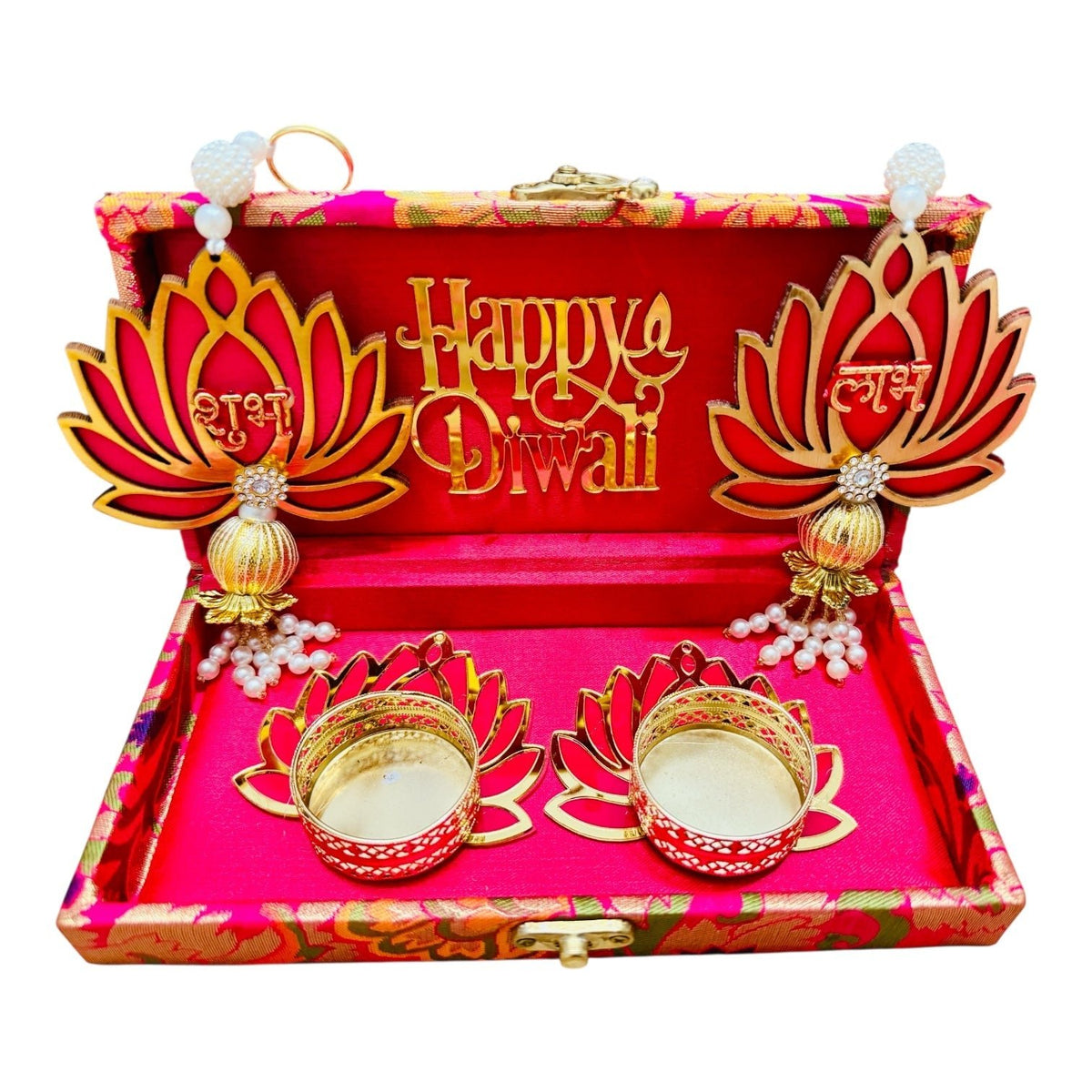 Lotus Theme Shubh Labh & Diya Combo La Vie Bien Lotus Theme Shubh Labh & Diya Combo