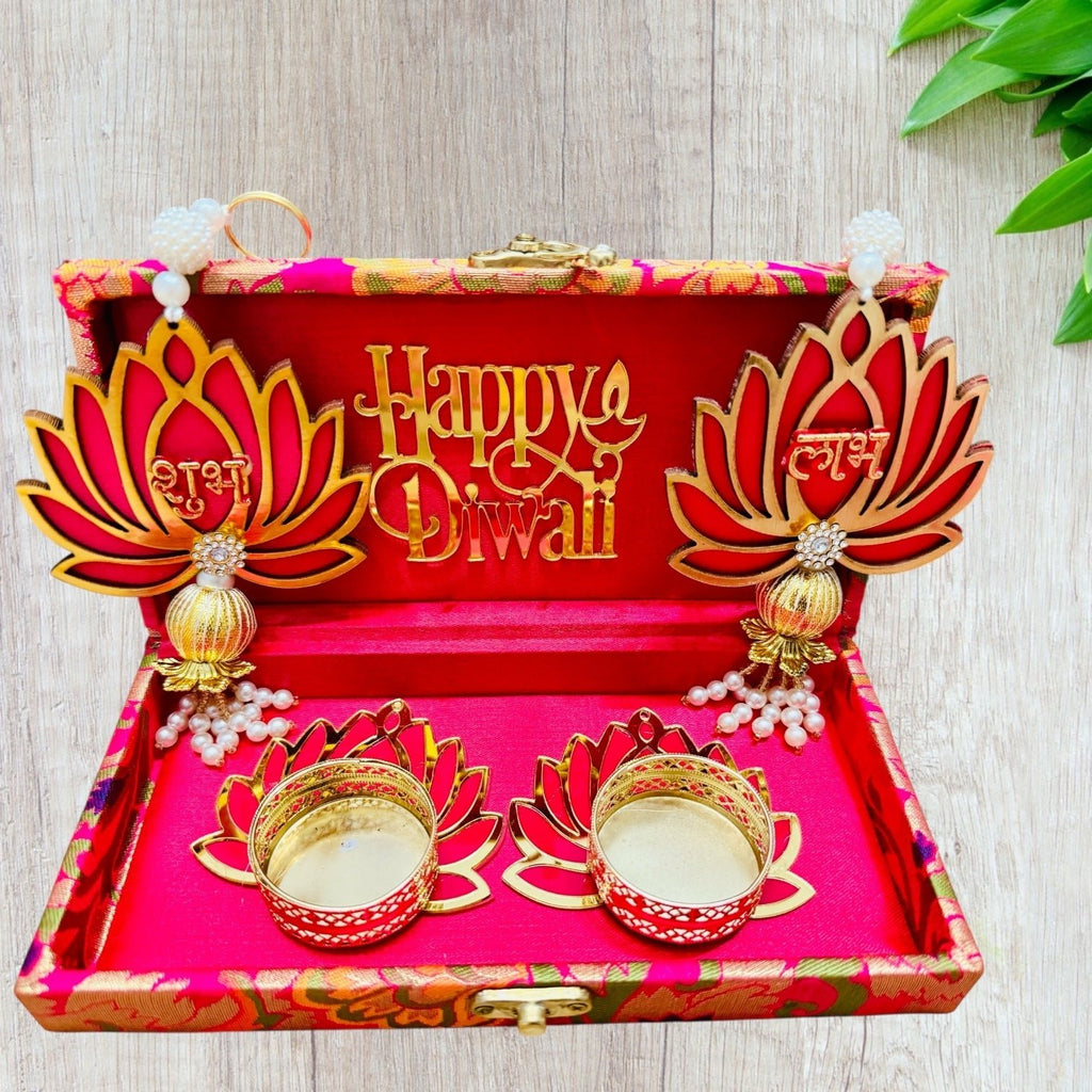 Lotus Theme Shubh Labh & Diya Combo La Vie Bien Lotus Theme Shubh Labh & Diya Combo