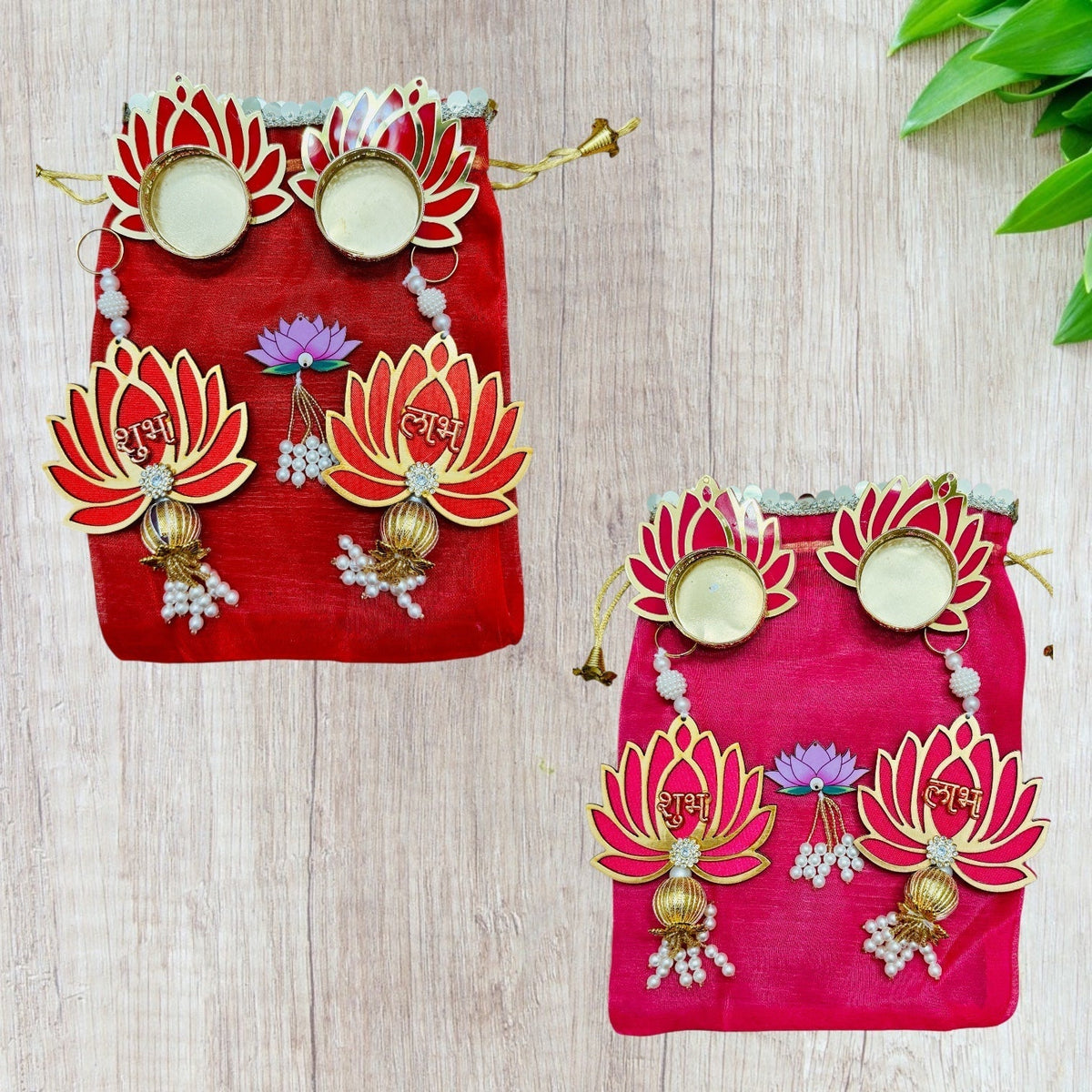 Lotus Theme Shubh Labh & Diya Combo La Vie Bien Lotus Theme Shubh Labh & Diya Combo