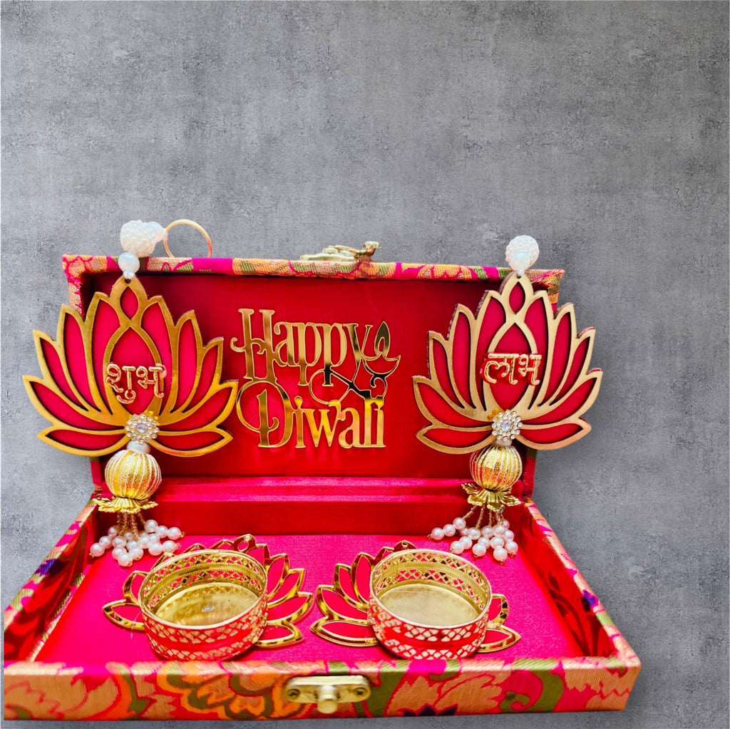 Lotus Theme Shubh Labh & Diya Combo La Vie Bien Lotus Theme Shubh Labh & Diya Combo
