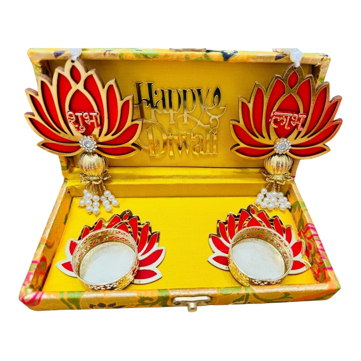 Lotus Theme Shubh Labh & Diya Combo La Vie Bien Lotus Theme Shubh Labh & Diya Combo
