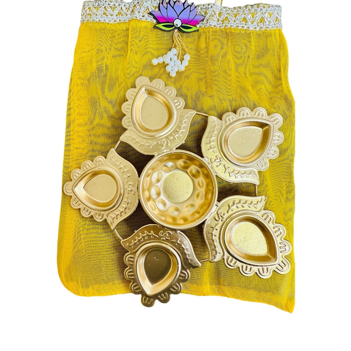 Lotus Urli with Tissue Bags Combo - Return Gifts for Housewarming, Diwali or Puja La Vie Bien Lotus Urli with Tissue Bags Combo - Return Gifts for Housewarming, Diwali or Puja