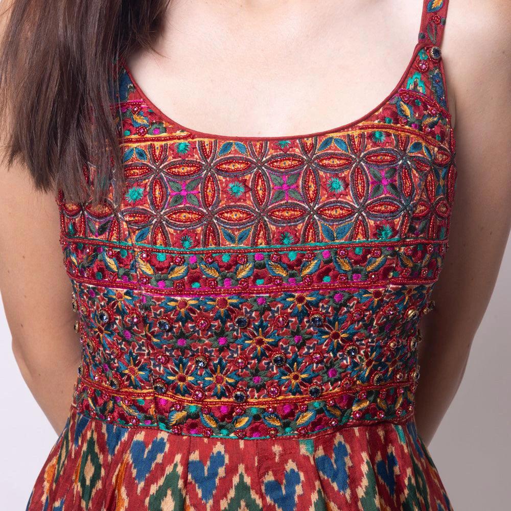 Louisa Red Dress with Patola Print by Raas