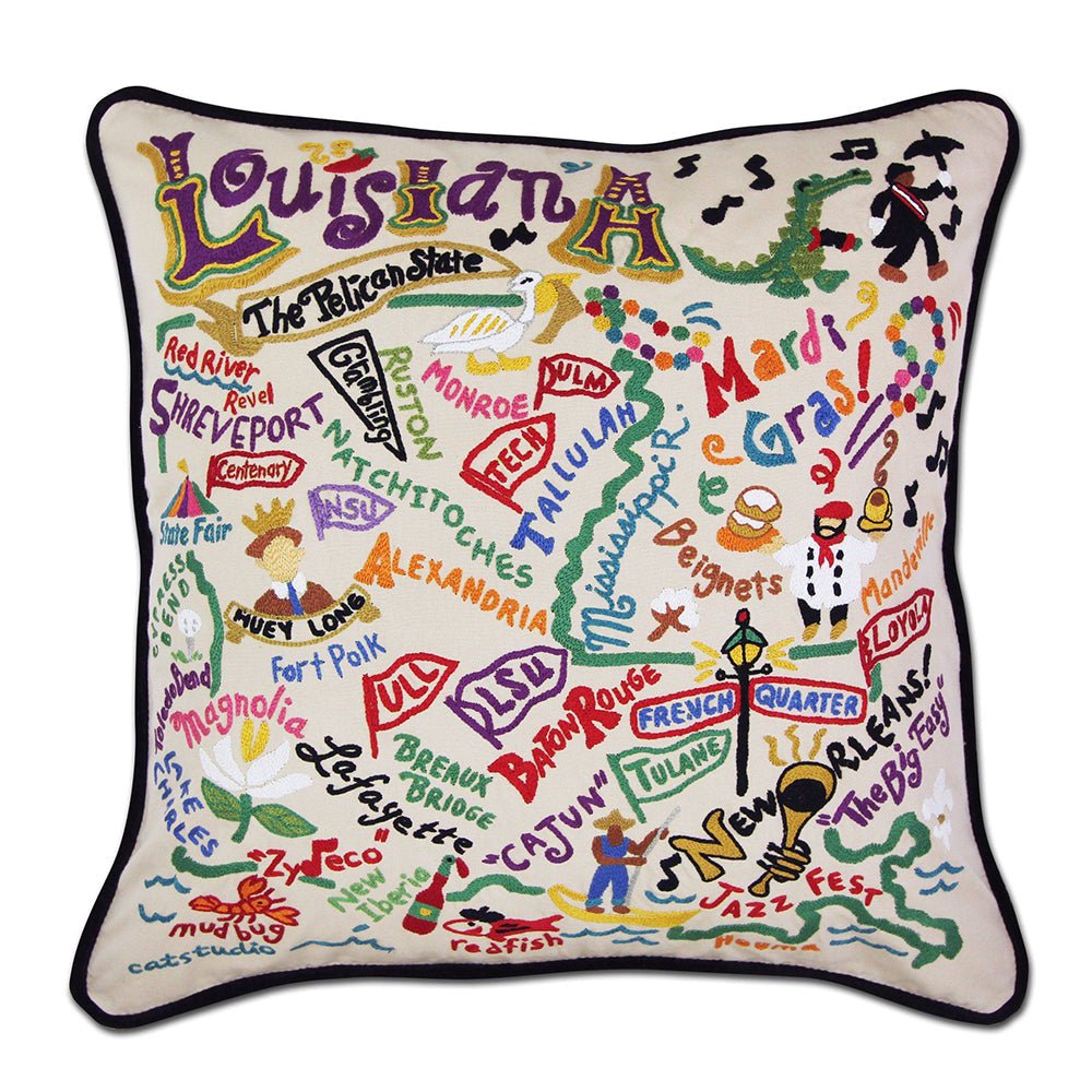 Louisiana Hand - Embroidered Pillow Pillows La Vie Bien Louisiana Hand - Embroidered Pillow