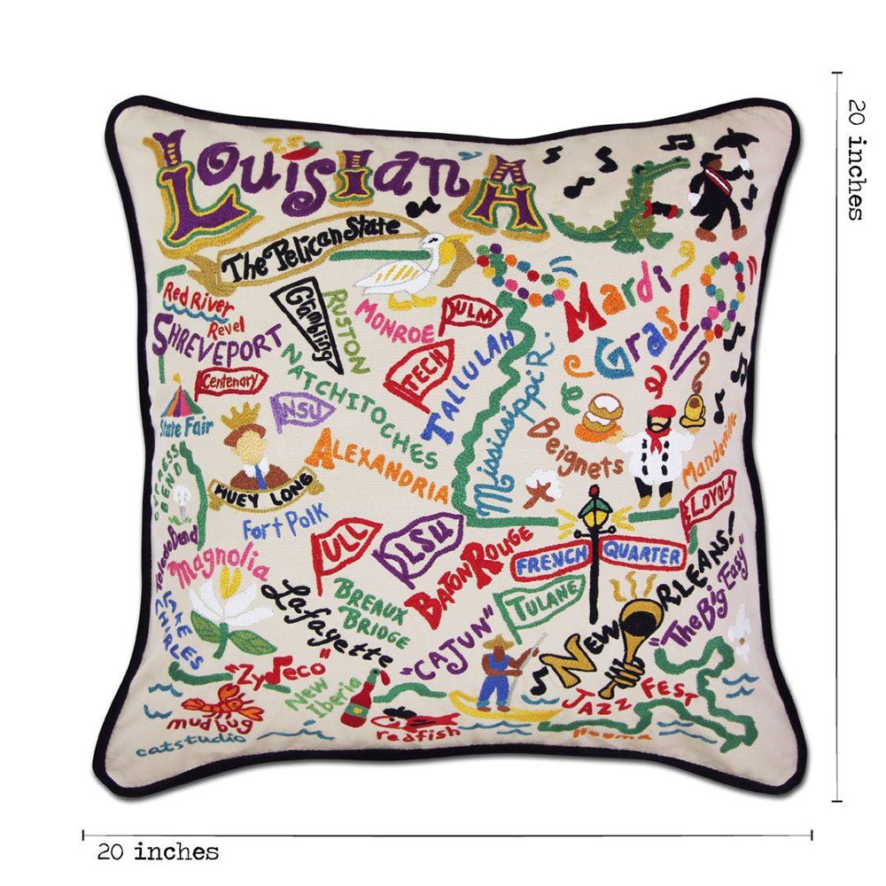 Louisiana Hand - Embroidered Pillow Pillows La Vie Bien Louisiana Hand - Embroidered Pillow