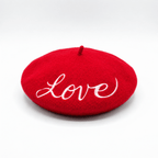 Love Embroidered Beret in Red Hat La Vie Bien Love Embroidered Beret in Red