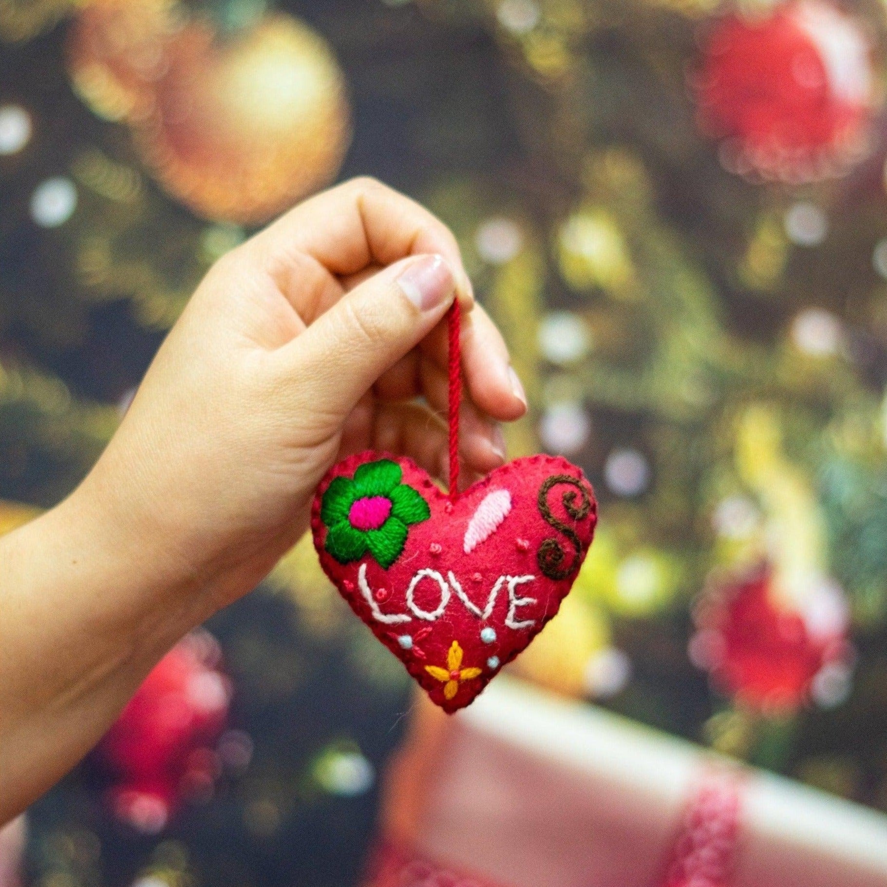 Love Heart Embroidered Handmade Ornament - Mexico Decor La Vie Bien Love Heart Embroidered Handmade Ornament - Mexico
