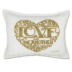 Love Heart Love Letters Hand - Embroidered Pillow - Available in Gold or Silver by CatStudio Pillows La Vie Bien Love Heart Love Letters Hand - Embroidered Pillow - Available in Gold or Silver by CatStudio