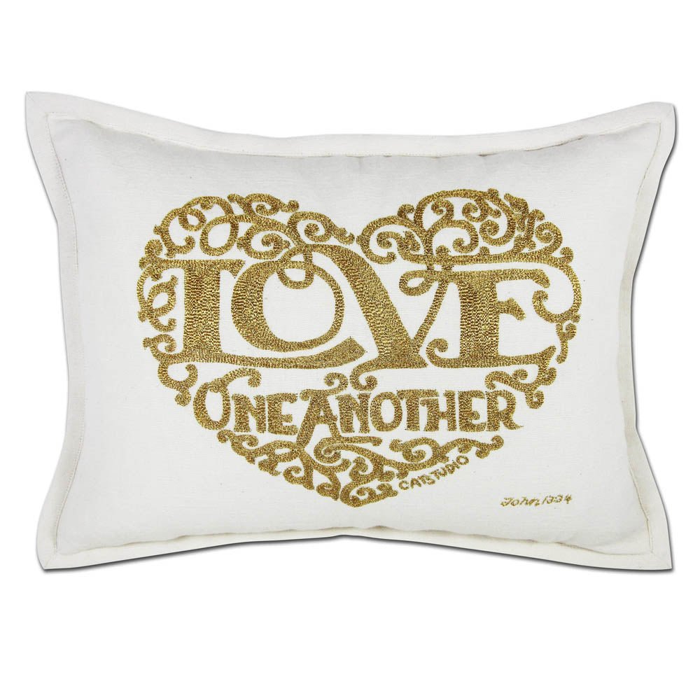 Love Heart Love Letters Hand - Embroidered Pillow - Available in Gold or Silver by CatStudio Pillows La Vie Bien Love Heart Love Letters Hand - Embroidered Pillow - Available in Gold or Silver by CatStudio