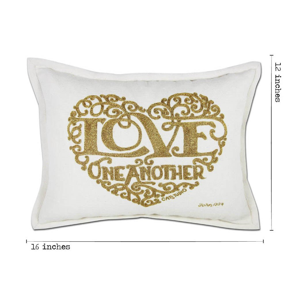 Love Heart Love Letters Hand - Embroidered Pillow - Available in Gold or Silver by CatStudio Pillows La Vie Bien Love Heart Love Letters Hand - Embroidered Pillow - Available in Gold or Silver by CatStudio