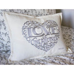 Love Heart Love Letters Hand - Embroidered Pillow - Available in Gold or Silver by CatStudio Pillows La Vie Bien Love Heart Love Letters Hand - Embroidered Pillow - Available in Gold or Silver by CatStudio