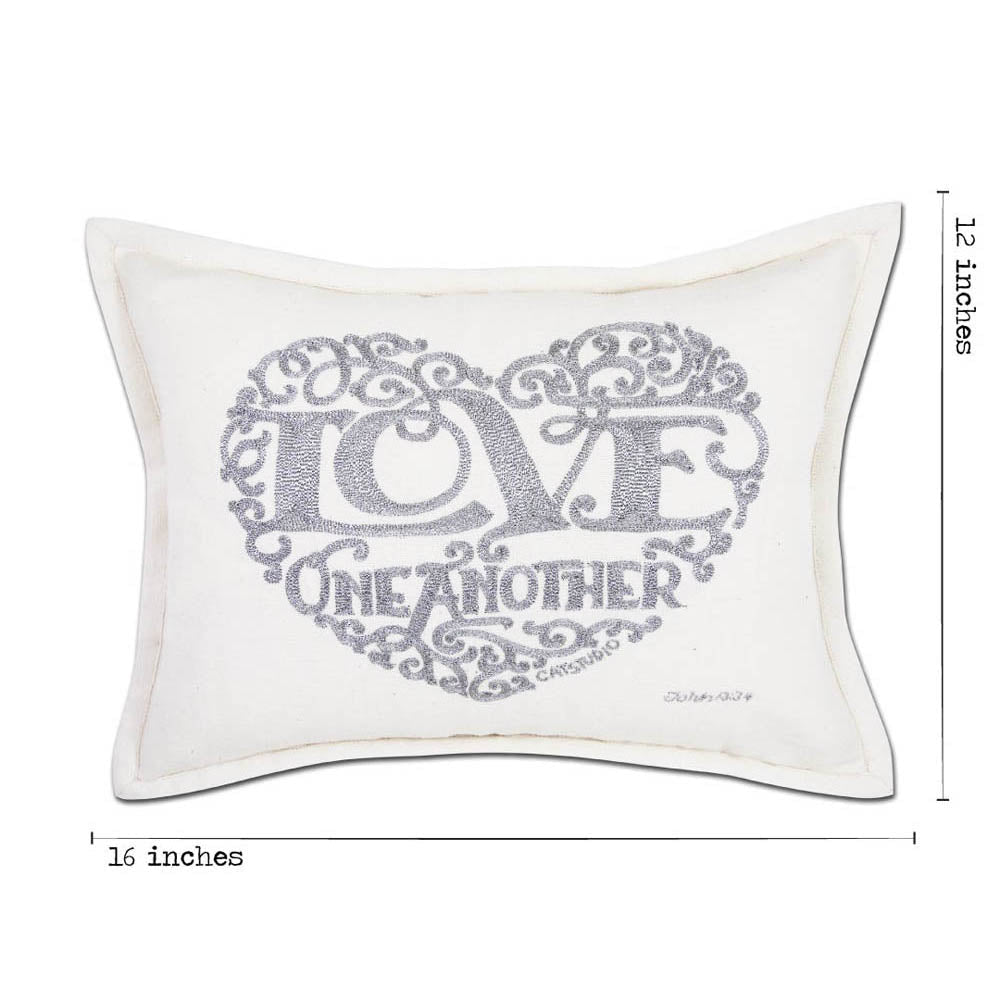 Love Heart Love Letters Hand - Embroidered Pillow - Available in Gold or Silver by CatStudio Pillows La Vie Bien Love Heart Love Letters Hand - Embroidered Pillow - Available in Gold or Silver by CatStudio