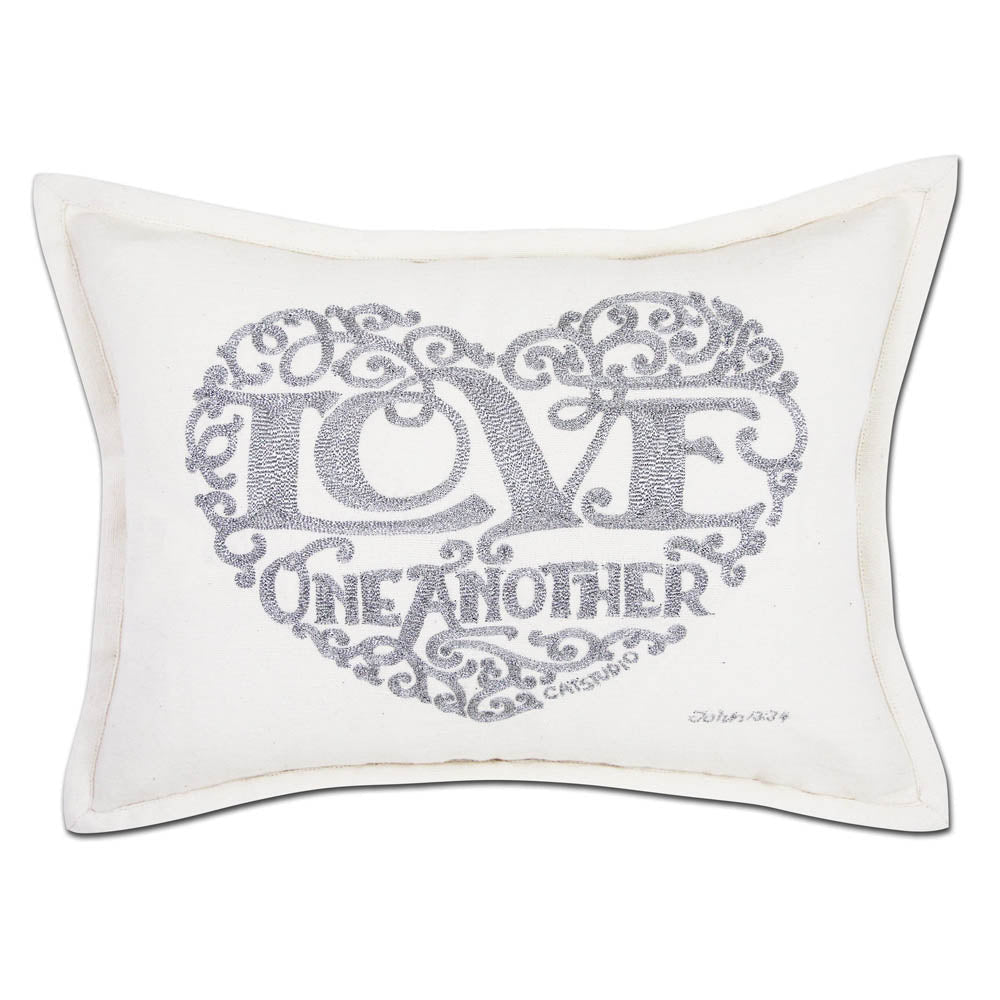 Love Heart Love Letters Hand - Embroidered Pillow - Available in Gold or Silver by CatStudio Pillows La Vie Bien Love Heart Love Letters Hand - Embroidered Pillow - Available in Gold or Silver by CatStudio