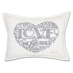 Love Heart Love Letters Hand - Embroidered Pillow - Available in Gold or Silver by CatStudio Pillows La Vie Bien Love Heart Love Letters Hand - Embroidered Pillow - Available in Gold or Silver by CatStudio