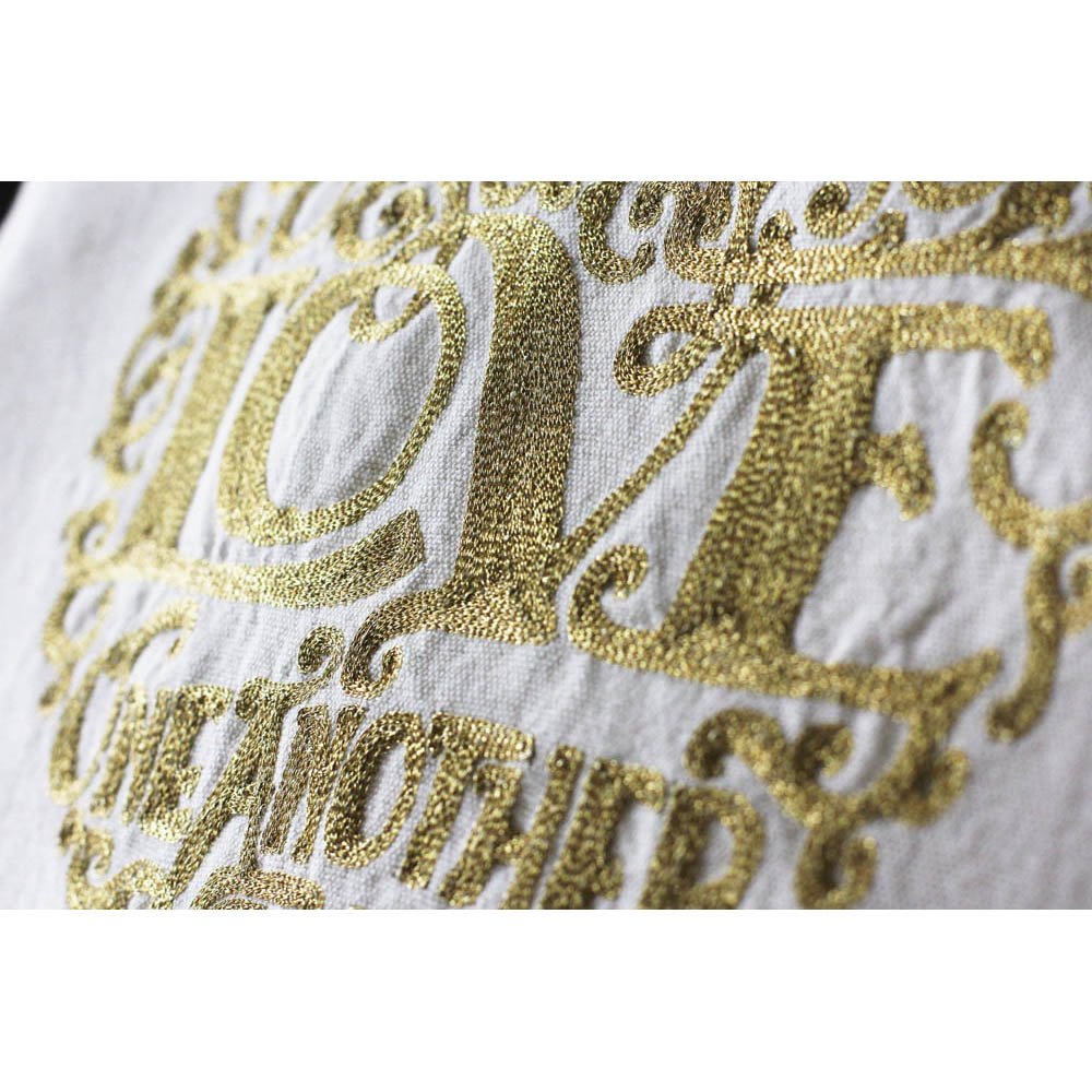 Love Heart Love Letters Hand - Embroidered Pillow - Available in Gold or Silver by CatStudio Pillows La Vie Bien Love Heart Love Letters Hand - Embroidered Pillow - Available in Gold or Silver by CatStudio