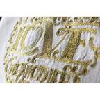 Love Heart Love Letters Hand - Embroidered Pillow - Available in Gold or Silver by CatStudio Pillows La Vie Bien Love Heart Love Letters Hand - Embroidered Pillow - Available in Gold or Silver by CatStudio