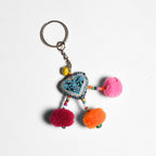 Love Heart Pompom Bells Multicolor Key Chain - Thailand Keychains La Vie Bien Love Heart Pompom Bells Multicolor Key Chain - Thailand