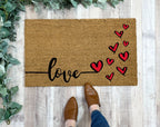 Love Hearts Outdoor Valentine's Door Mat by Nickel Designs Custom Doormats