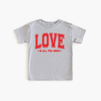 Love is all you need toddler or youth tee shirt, Valentine's Day collection by Benny and Ray Apparel