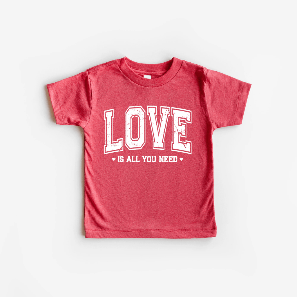Love is all you need toddler or youth tee shirt, Valentine's Day collection by Benny and Ray Apparel