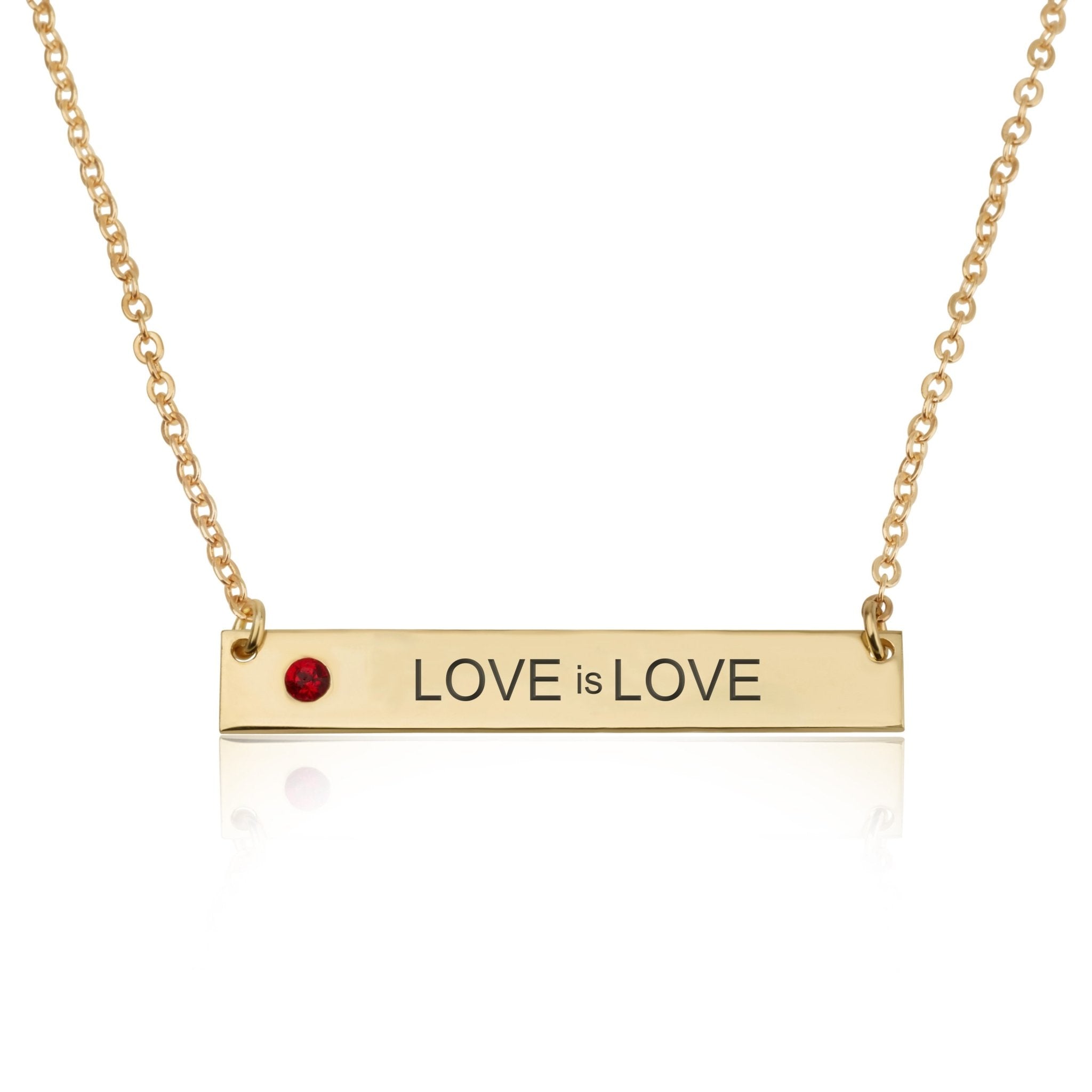 LOVE is LOVE Bar Necklace With Birthstone