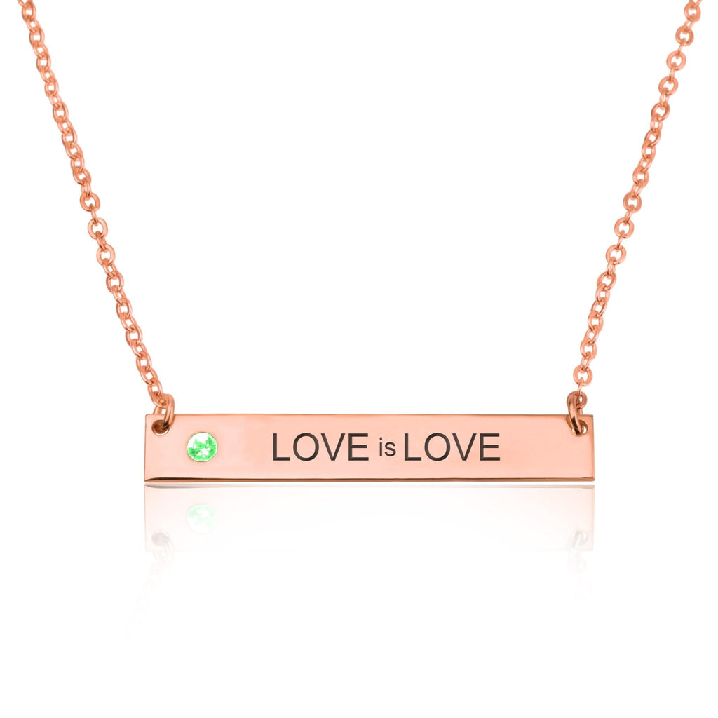 LOVE is LOVE Bar Necklace With Birthstone La Vie Bien LOVE is LOVE Bar Necklace With Birthstone