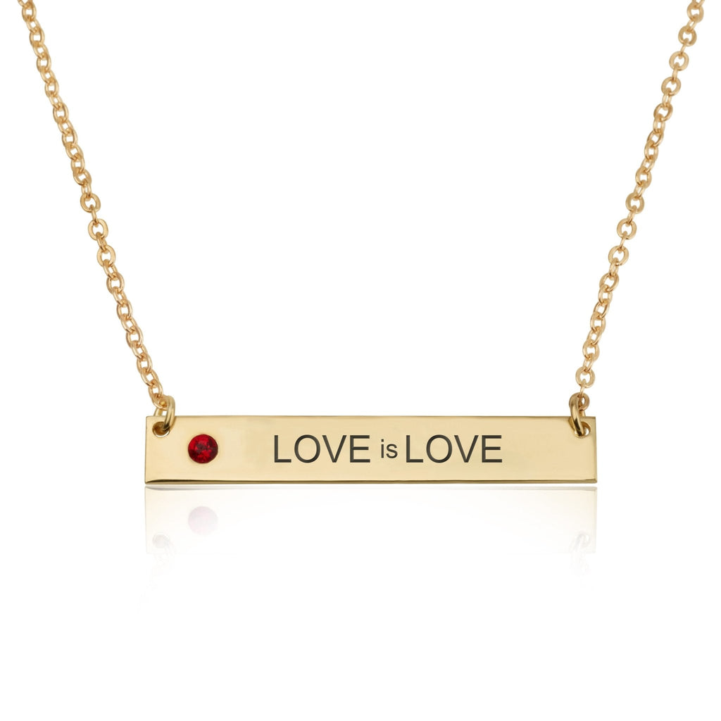 LOVE is LOVE Bar Necklace With Birthstone La Vie Bien LOVE is LOVE Bar Necklace With Birthstone