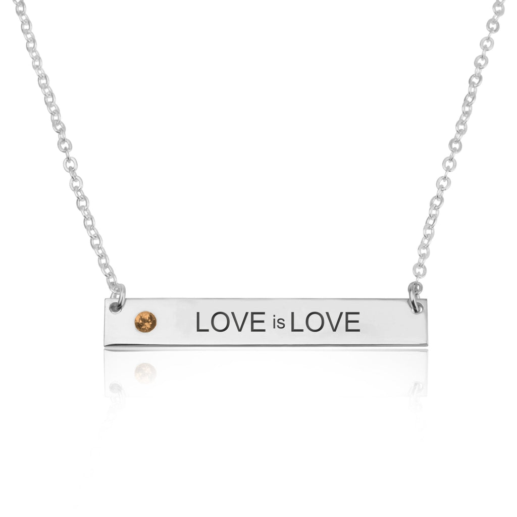 LOVE is LOVE Bar Necklace With Birthstone La Vie Bien LOVE is LOVE Bar Necklace With Birthstone