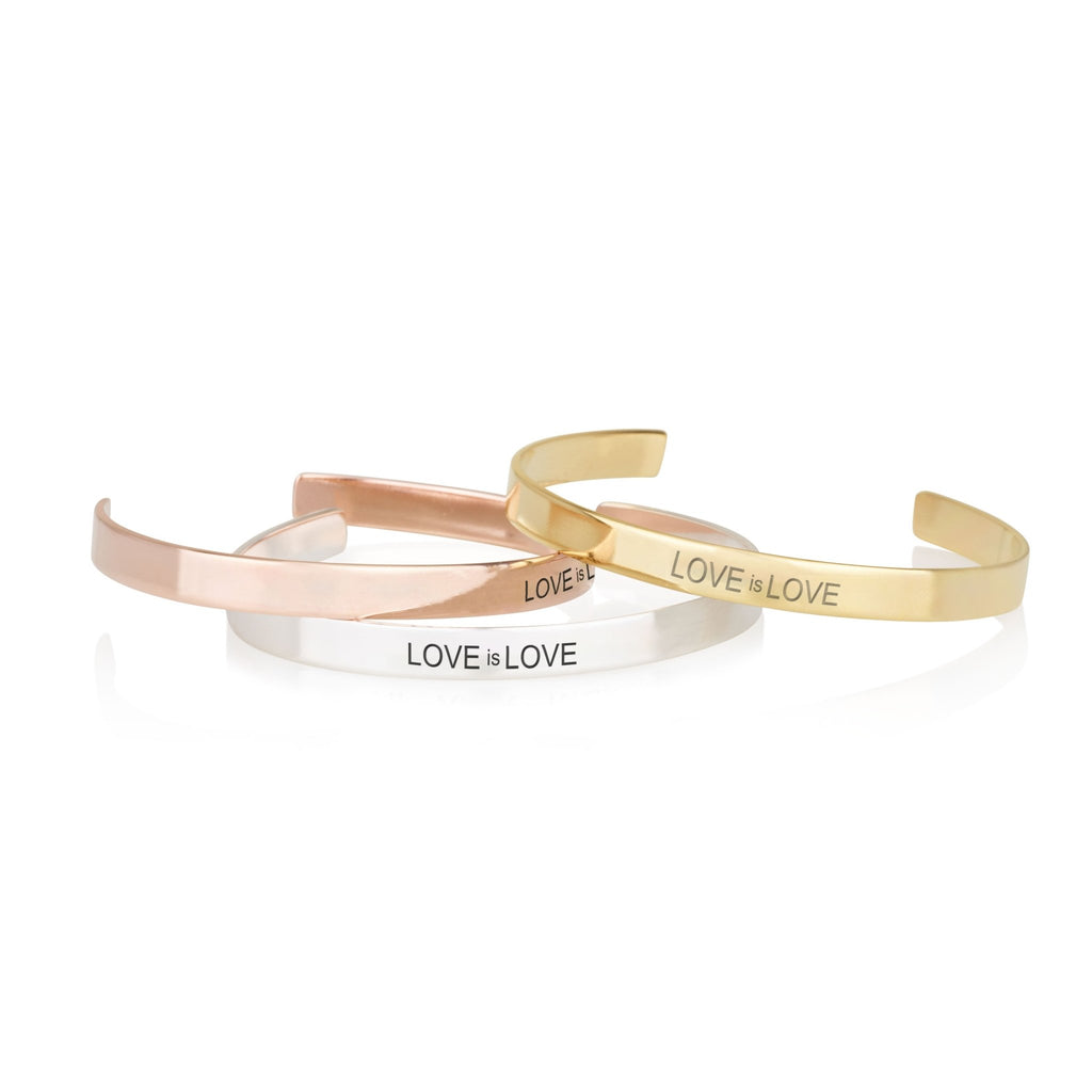 LOVE is LOVE Engraved Cuff Bracelet La Vie Bien LOVE is LOVE Engraved Cuff Bracelet