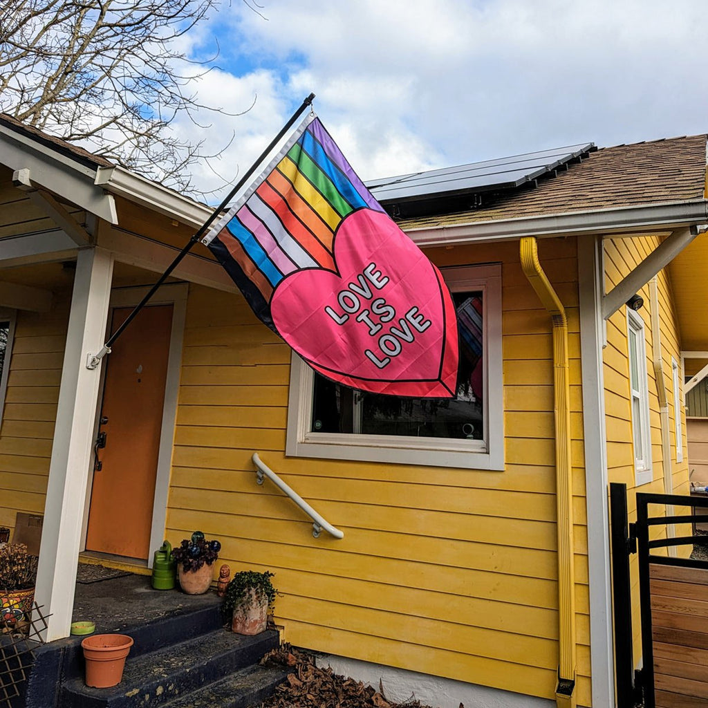 Love is Love Rainbow Heart Flag Flag La Vie Bien Love is Love Rainbow Heart Flag