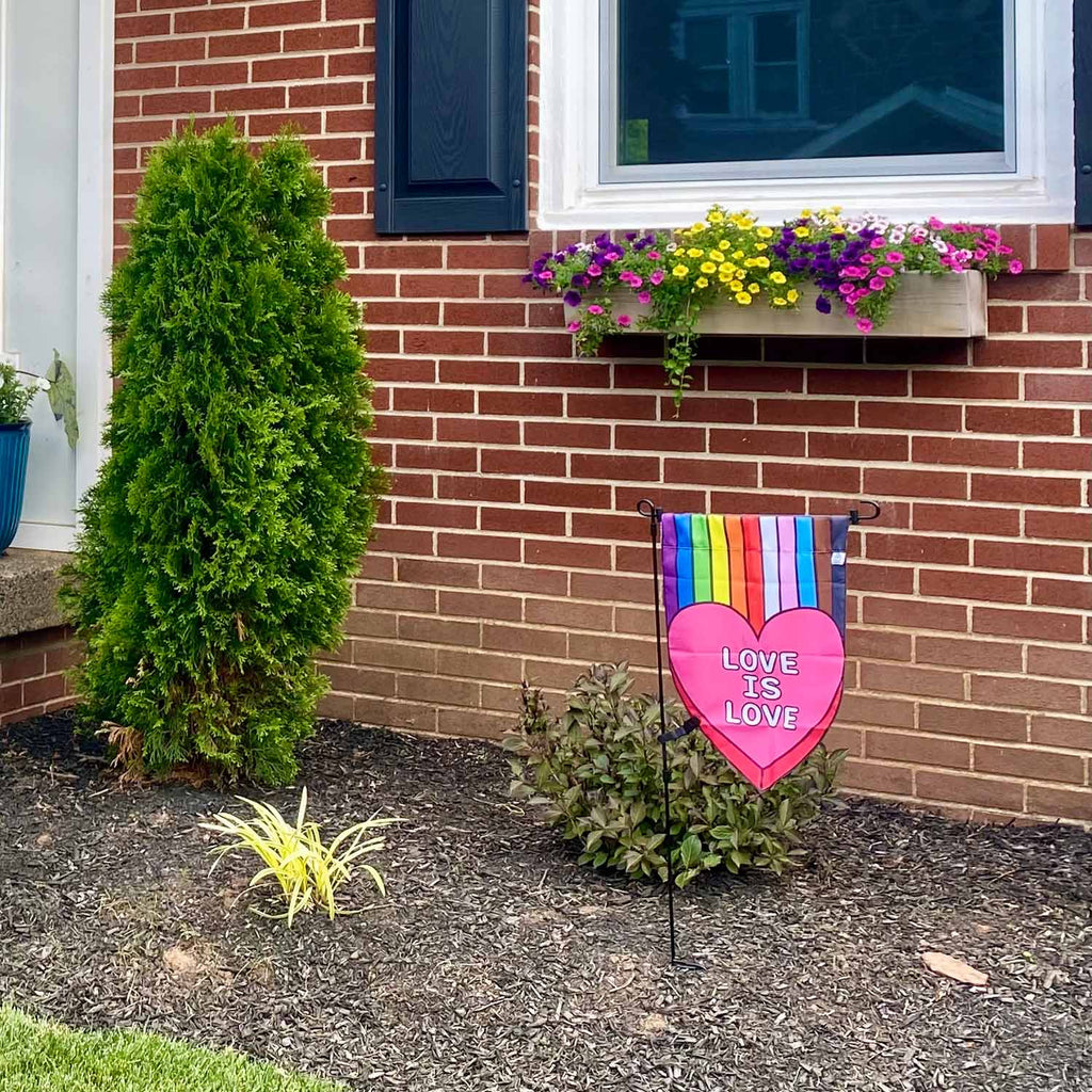 Love is Love Rainbow Heart Garden Flag Garden Flag La Vie Bien Love is Love Rainbow Heart Garden Flag